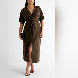 Express V-Neck Twist Front Maxi Dress